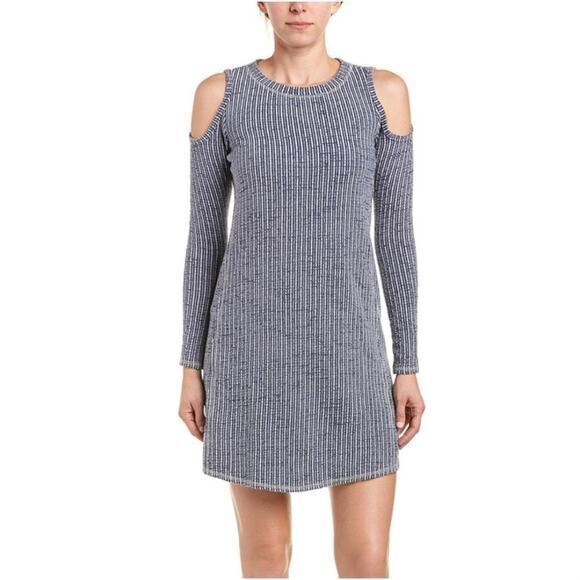 Anthropologie‎ Sol Angeles Textured Knit Striped Cold Shoulder Dress Size PM - Picture 1 of 13